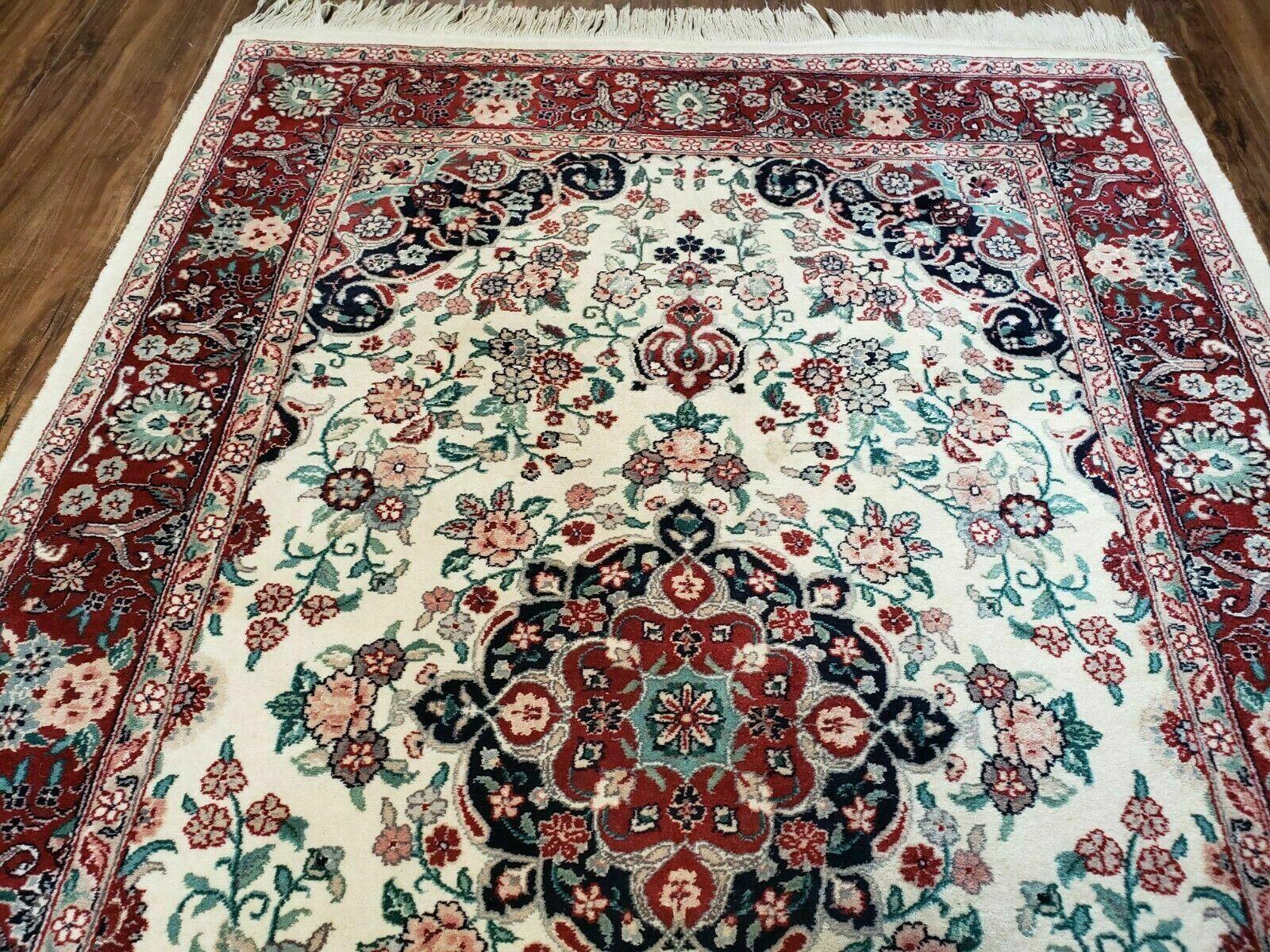 4' X 6' Handmade Indian Amritsar Wool Rug Carpet Ivory Beige - Jewel Rugs