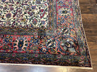 Rare Room Sized Persian Kirman Lavar Rug 10x15, Antique 1920s Persian Carpet, Allover Floral Design, Cream Red Blue, Highly Detailed, Wool - Jewel Rugs