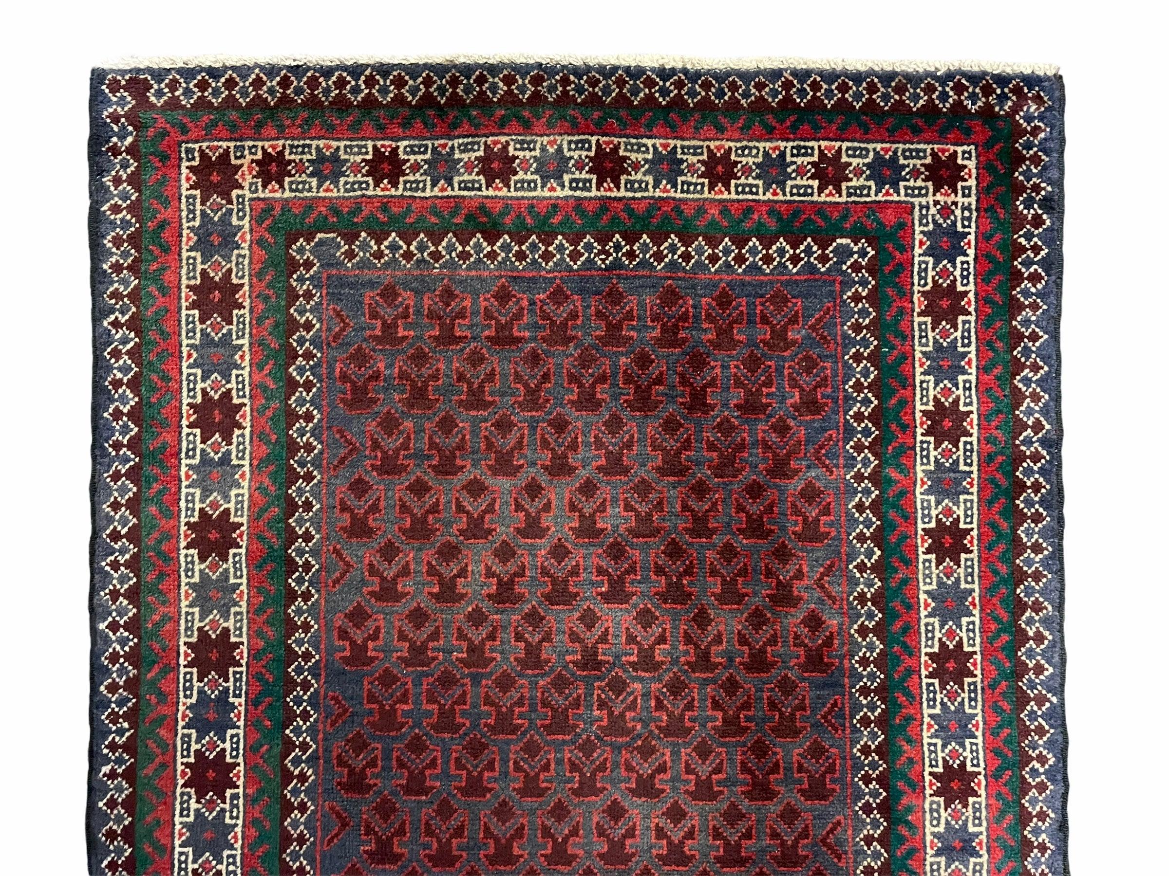 3x5 New Vintage Handmade Tribal Rug Afghan Balouch Rug Wool Rug Star Fish Red - Jewel Rugs