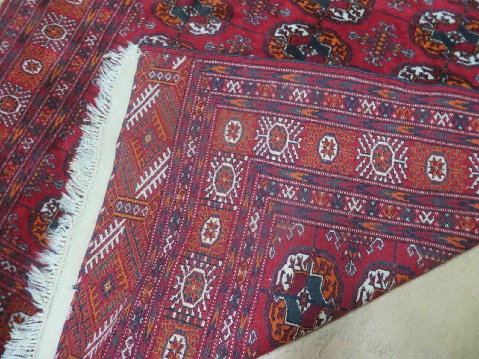 4' X 6' Vintage Handmade Bokhara Turkoman Pakistan Wool Rug Carpet Red - Jewel Rugs