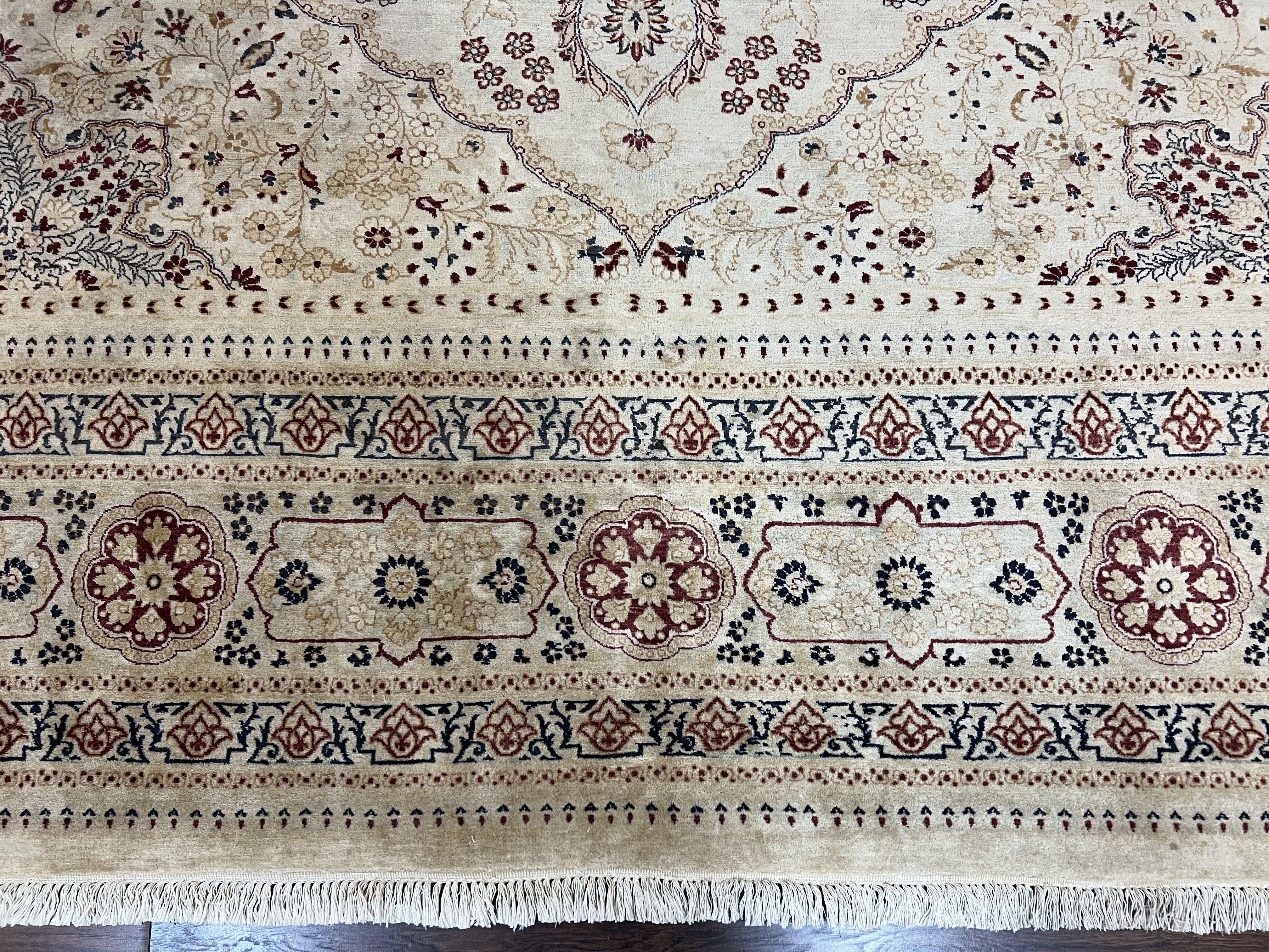 Pak Persian Rug 9x11, Very Fine Hand Knotted Oriental Carpet, Haji Jalili Design, Ivory/Cream, Wool Handmade Room Sized Rug 9 x 11 ft, Nice - Jewel Rugs