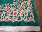 Green Chinese Aubusson Rug, Floral Design, Pile Rug, Room Sized Rug 9x12, Dining Room Living Room Bedroom Rug, European Design, Hand Tufted - Jewel Rugs