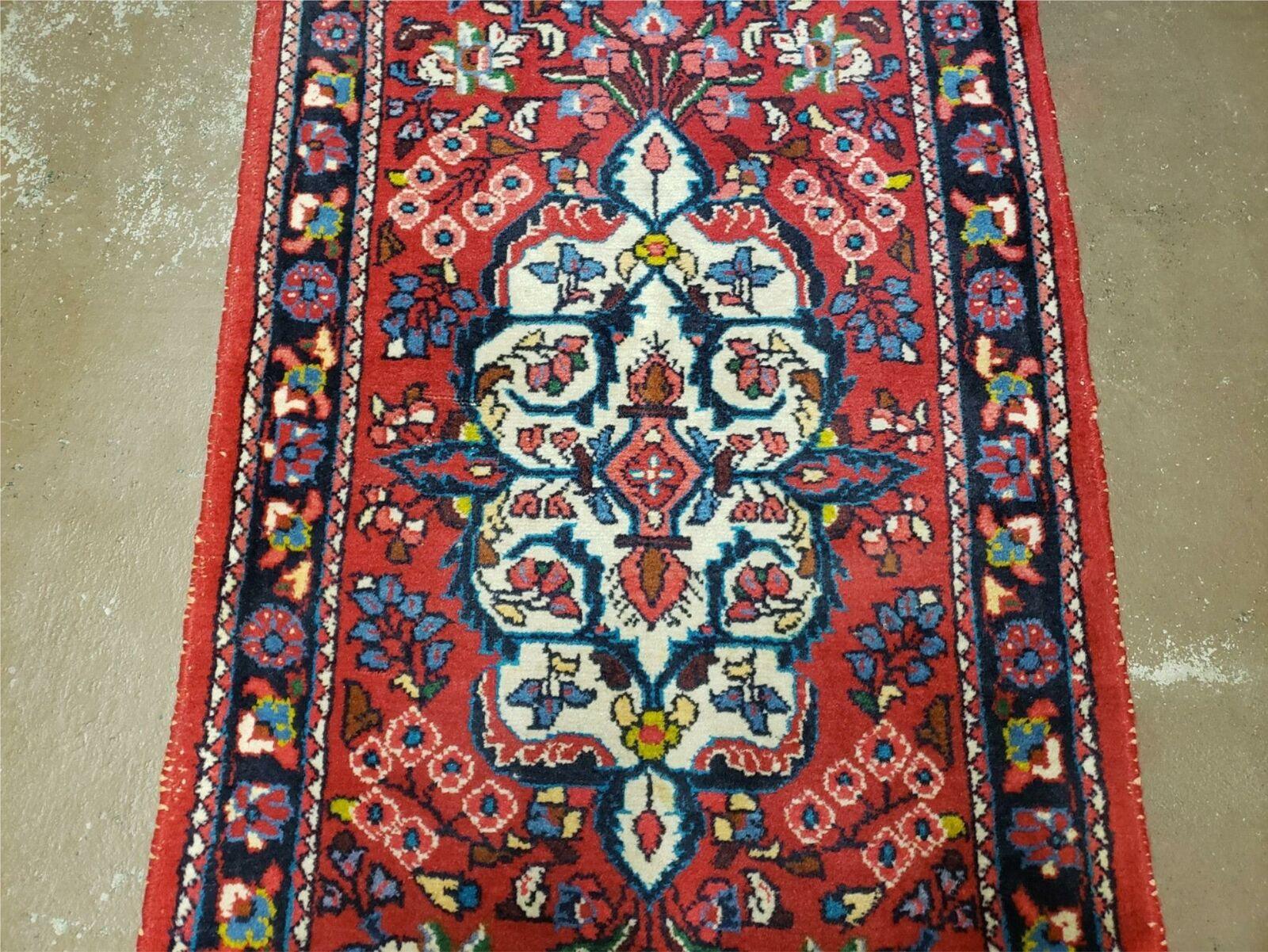 2' 5" X 4' 3" Semi Antique Handmade Wool India Floral Oriental Rug Red Nice - Jewel Rugs