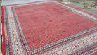 Persian Sarouk Mir Pattern, Red and Beige, Hand-Knotted, Wool, Paisley Boteh Design, 9'9" x 13', Semi Antique - Jewel Rugs