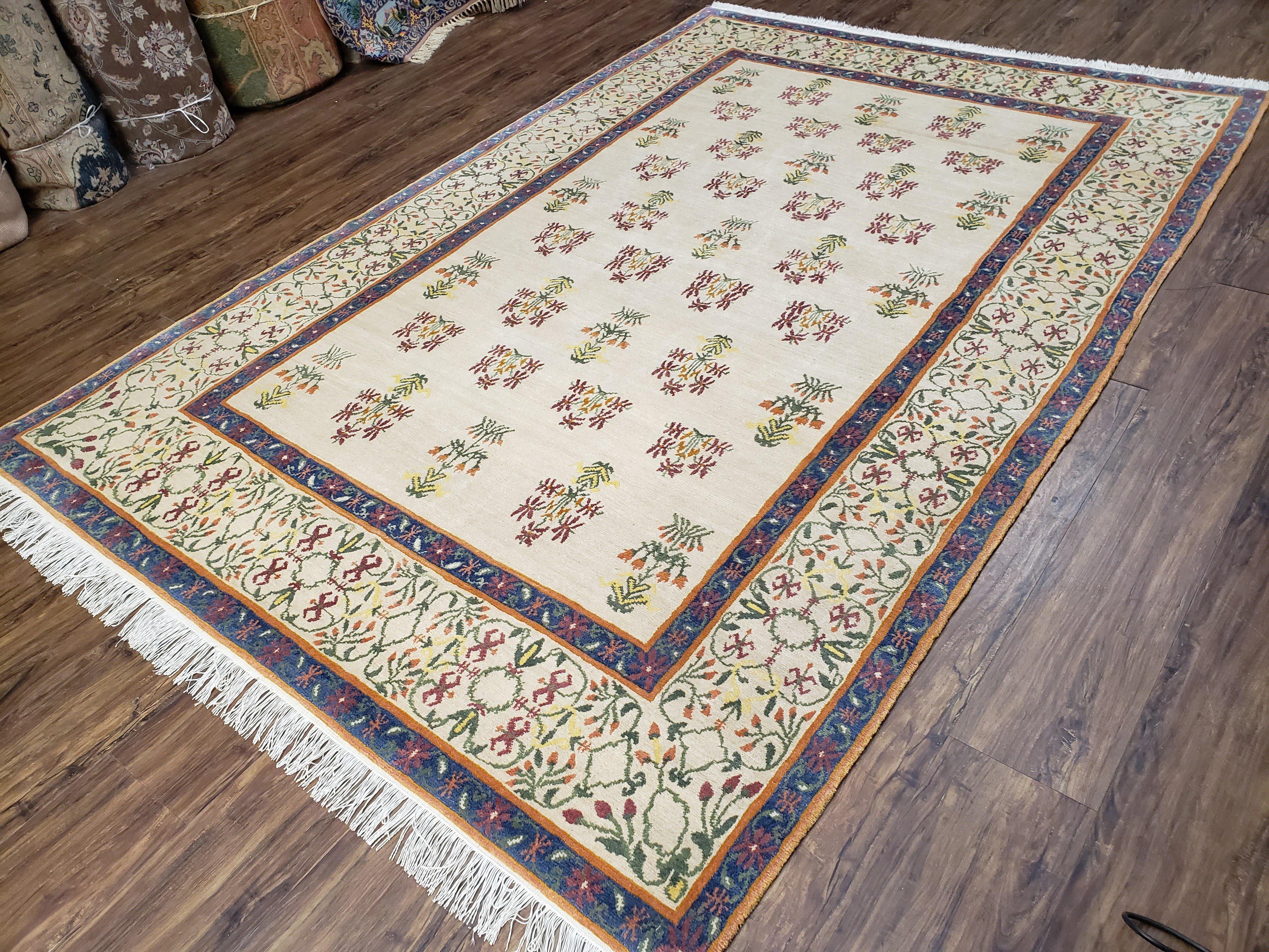 Tufenkian Rug 5.9 x 8.6, Tibetan Nepalese Rug, Hand Knotted, Soft Shiny Wool, Repeated Motifs, Contemporary Modern, Area Rug 6x9, Vintage - Jewel Rugs