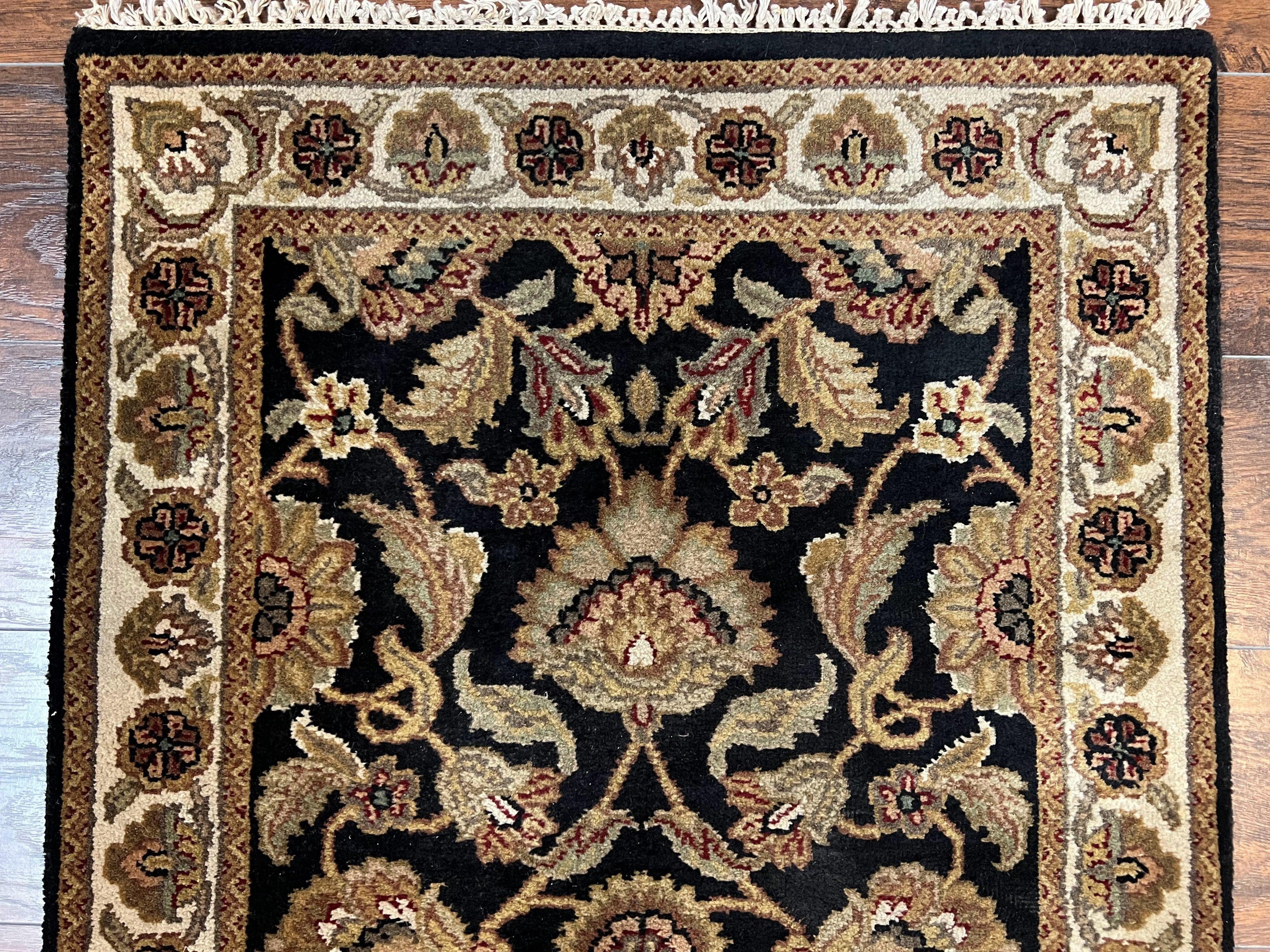 Vintage Indo Mahal Runner Rug 2' 7" x 8' 3", Black Beige Green Runner, Oriental Runner Rug, Hallway Rug, Hand Knotted Wool Rug, 8ft Runner - Jewel Rugs