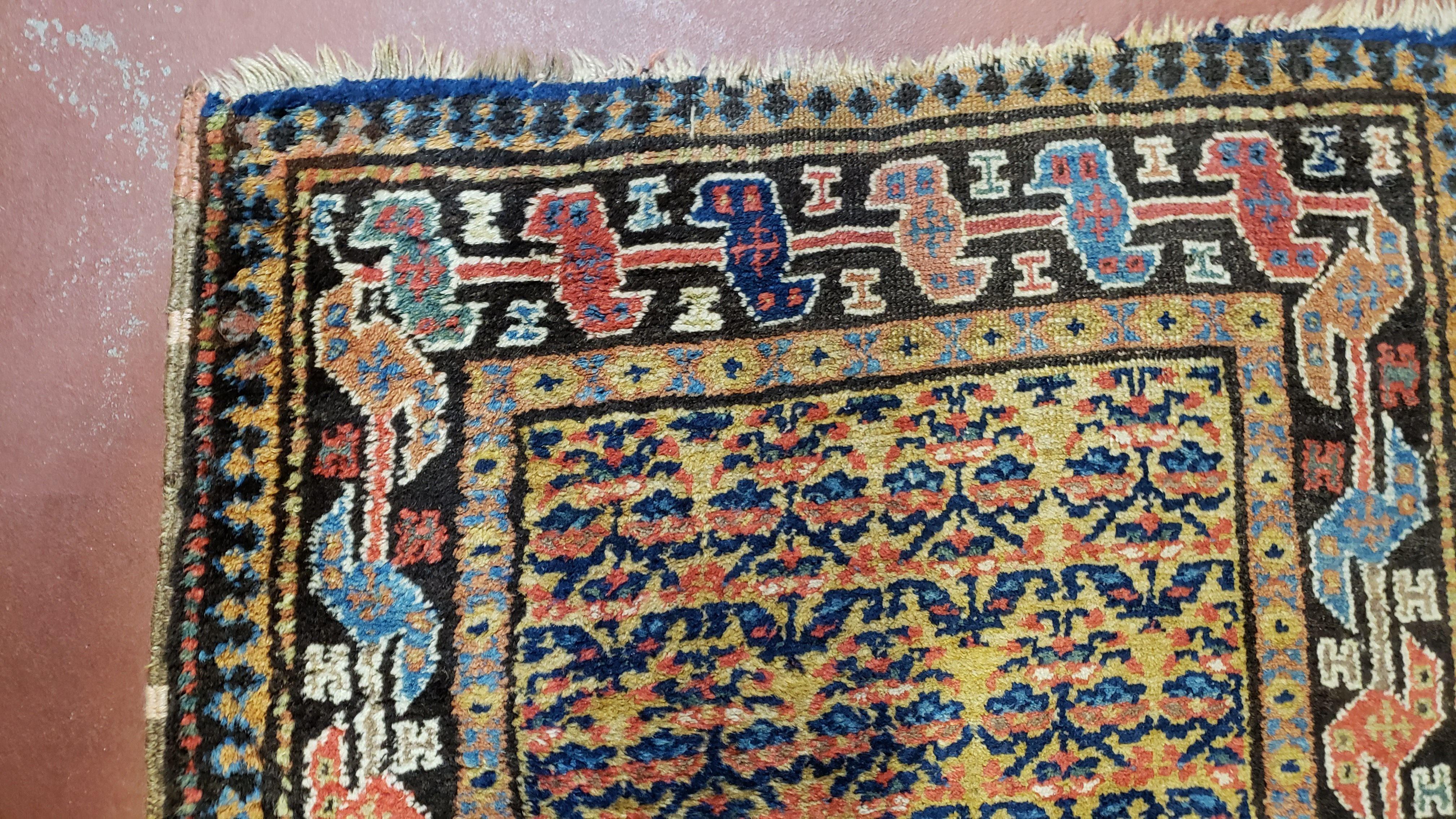 2' 9" x 12' Antique Runner Rug Mustard Yellow Gold Colorful Caucasian Karabagh Kazak Tribal 12ft Runner Nomadic Rug Collectible Carpet Rare - Jewel Rugs