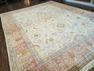 9' X 12' Hand Made Turkish Oushak Wool Rug Oatmeal Beige Coral Signed Wow - Jewel Rugs