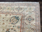 Large Turkish Rug 10x14, Mahal Sultanabad Oriental Carpet 10 x 14 ft, Silver-Beige, Large Floral Hand Knotted Vintage Wool Rug, Very Fine - Jewel Rugs