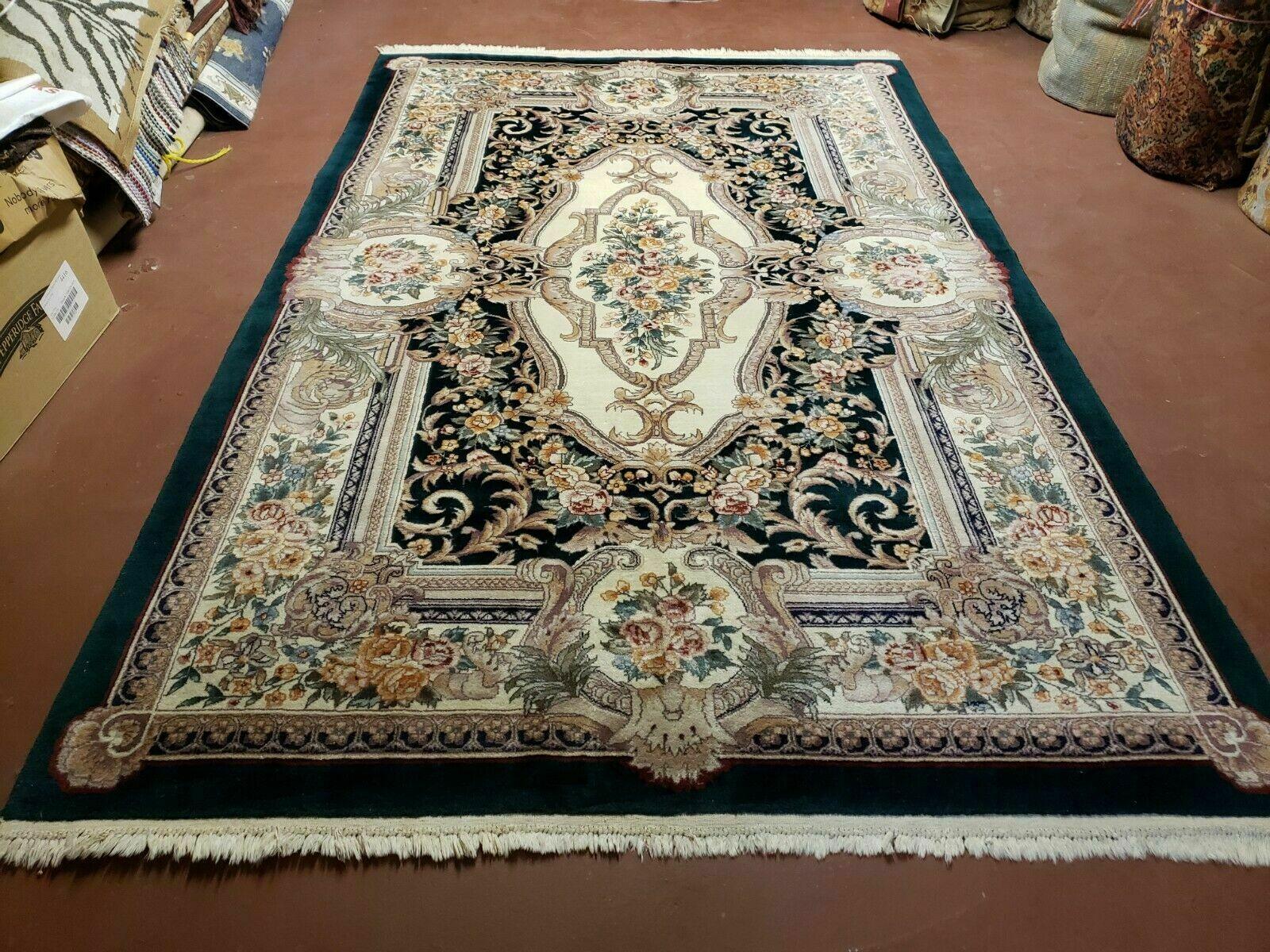 6' X 9' Vintage Chinese Handmade Wool Rug Aubusson Savonnerie - Jewel Rugs