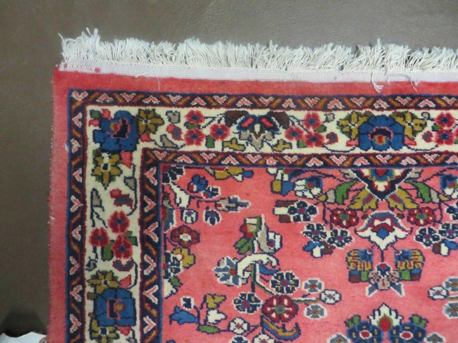 2' 11" X 12' 7" Vintage Indian Floral Handmade Wool Runner Rug Red Nice - Jewel Rugs