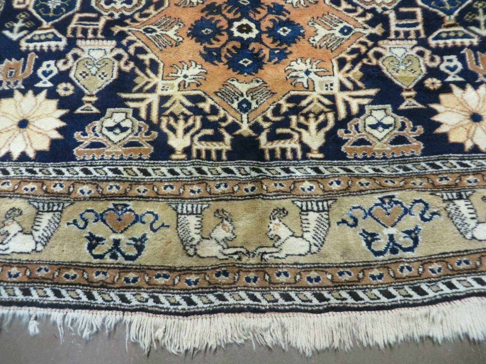 6' X 9' Vintage Handmade Knotted Turkish Caucasian Design Wool Rug Nice - Jewel Rugs