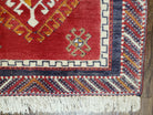 Vintage Turkish Kazak Rug 2.5 x 5 Red Wool Carpet Medallions Runner Geometric - Jewel Rugs