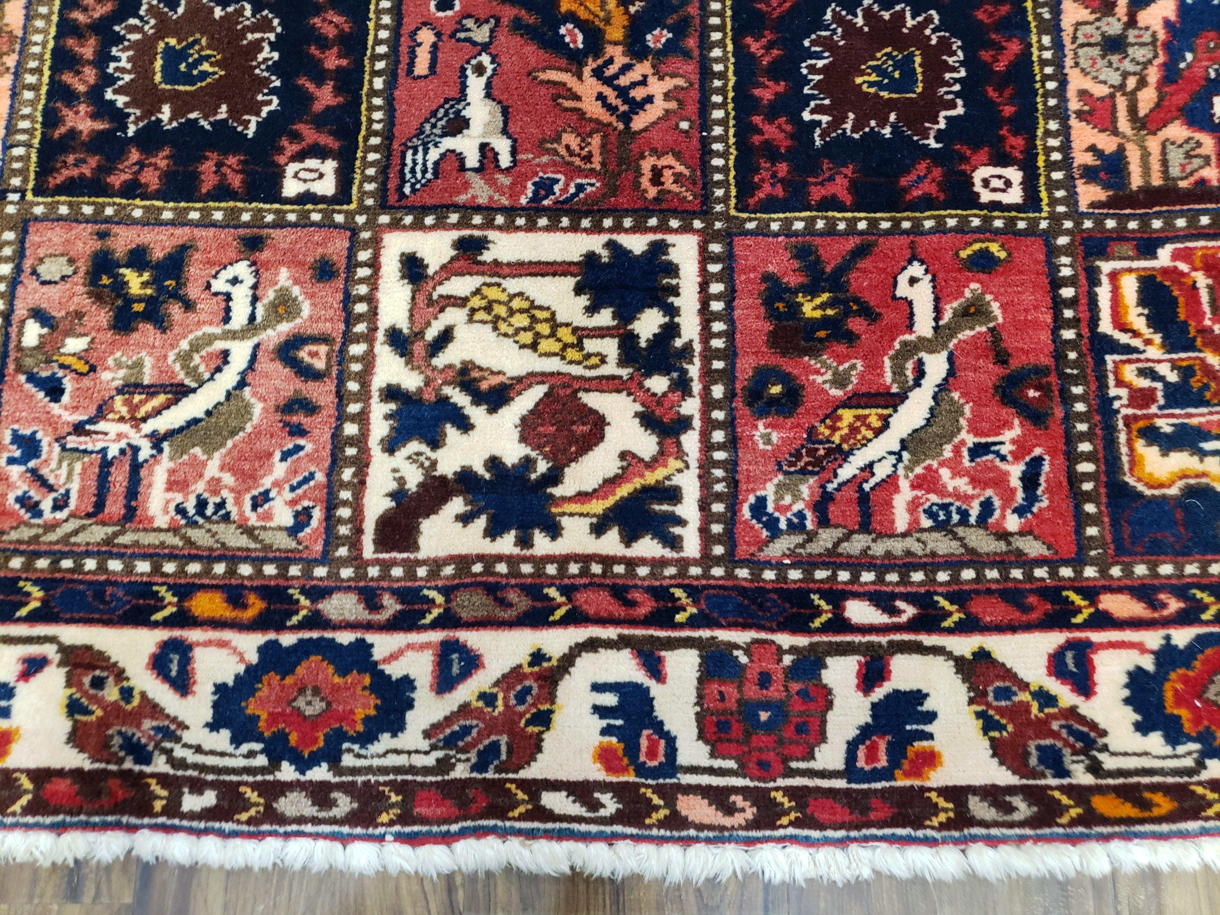 Antique Persian Bakhtiari Rug circa 1920s, Kheshti Panel Design, Wool, Hand-Knotted, 5'3" x 10' - Jewel Rugs