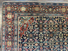 Antique Persian Sarouk Farahan Rug 4x7 Carpet, Herati Medallion, Midnight Blue and Red Wool Collectible Oriental Rug, Hand Knotted, Ferahan Feraghan - Jewel Rugs