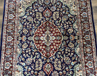 Indo Persian Rug 4 x 6.5, Navy Blue and Ivory/Cream, Hand-Knotted Wool Indian Oriental Carpet, Floral Medallion, Traditional Entryway Rug - Jewel Rugs