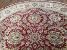 8ft Round Rug, Vintage Indo Mahal Round Oriental Carpet, Red & Beige, Indian Rug, Indo Persian Floral Rug, Hand-Knotted, Wool, 8x8 Round Rug - Jewel Rugs