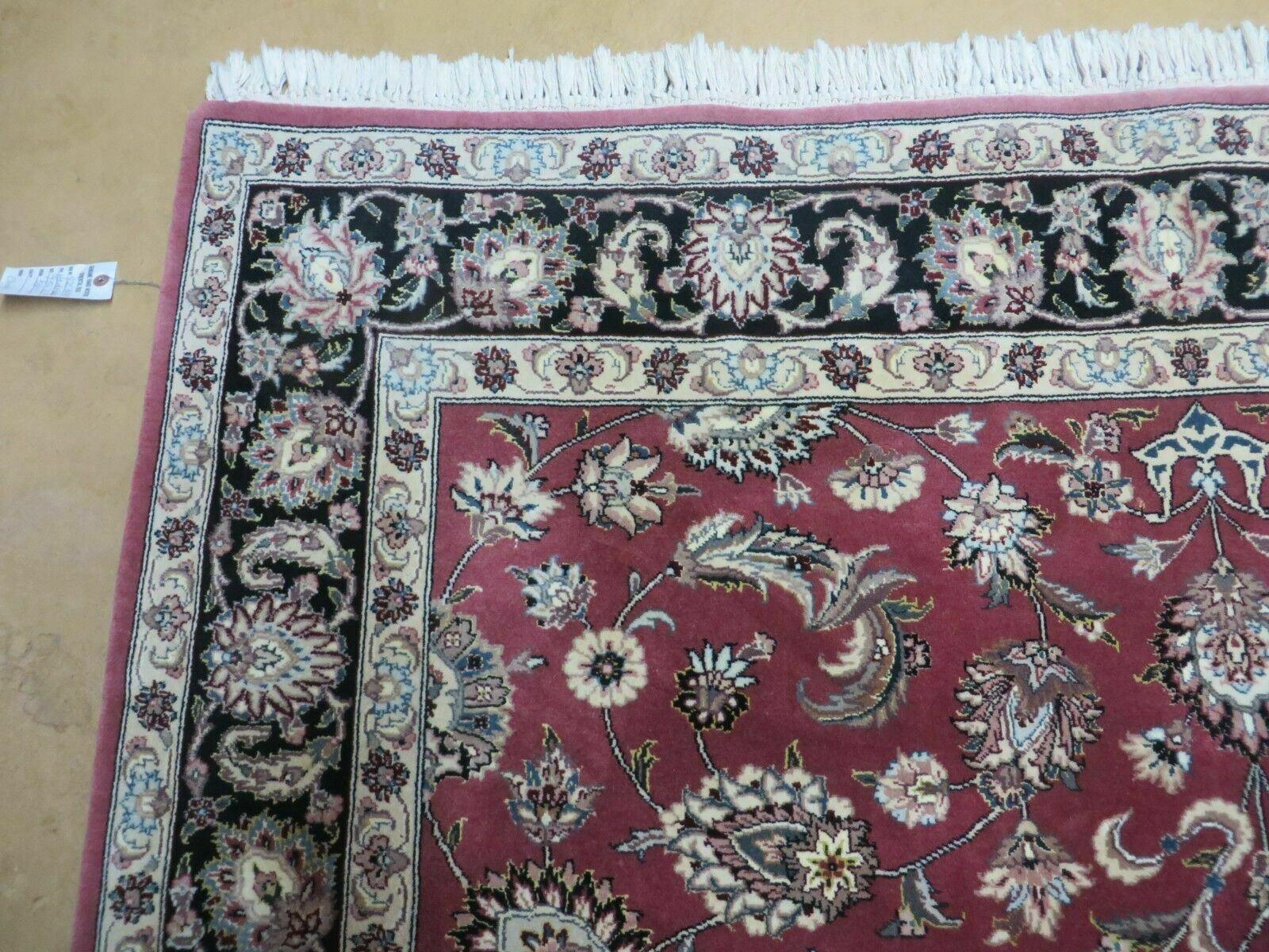 6' X 9' Vintage Handmade Fine India Floral Oriental Silk Accent Wool Rug Carpet - Jewel Rugs