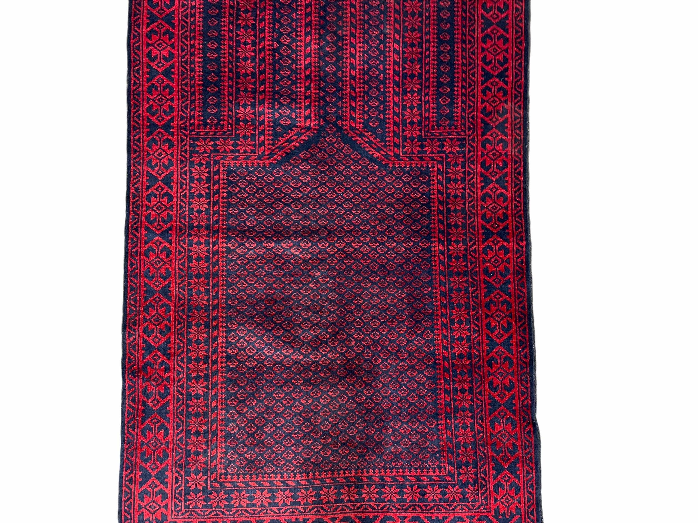 3x5 New Vintage Handmade Tribal Wool Balouchi Rug Afghan Prayer Rug Red Black - Jewel Rugs