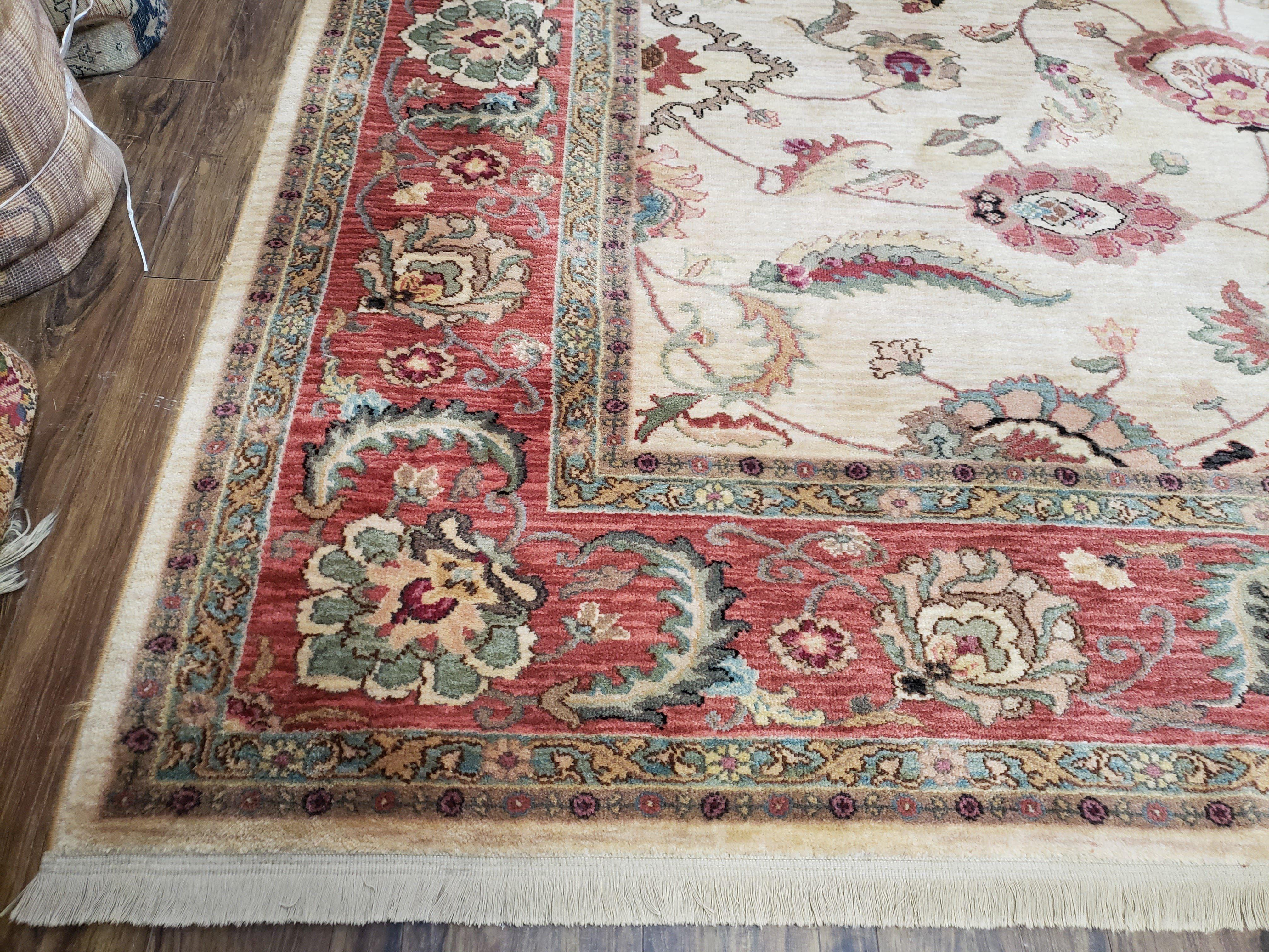 Karastan Rug 8' 8" x 10', Ashara Agra Ivory #549, Room Sized Karastan Area Rug, Wool Karastan Rug, Traditional Rug for Living Room Beige Red - Jewel Rugs