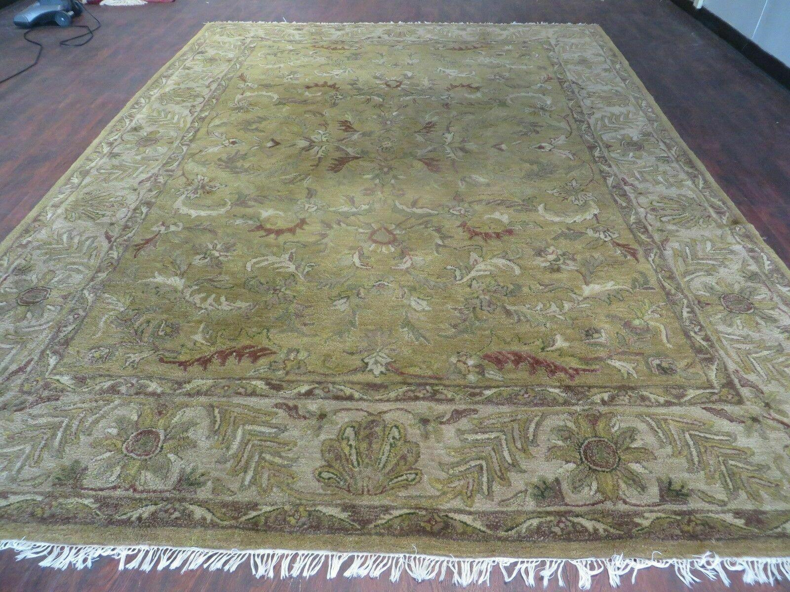 8' X 11' Vintage Handmade Hooked Rug Wool Indian Agra Design Flowers Nice - Jewel Rugs