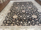 8' 5" X 11' 6" Vintage Handmade Oriental Floral Wool Rug Silk Accent Black Nice - Jewel Rugs