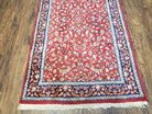 Antique Persian Sarouk Vintage Runner Rug, 2' 7" x 10' 3", Red with Dark Blue Floral Design - Jewel Rugs