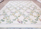 New Needlepoint Rug, 10x14 Needlepoint Carpet, 10 x 14 Flatweave Rug, Floral, Leaves and Grape Vines, Large Rug, Ivory, Room Sized, No Pile - Jewel Rugs