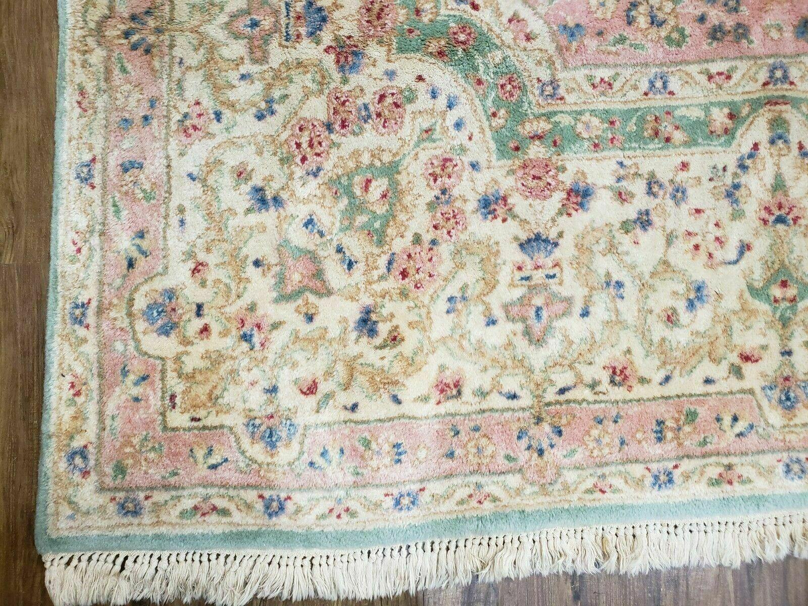 11' X 12' Handmade India Royal Kirman Wool Rug Hand Knotted Carpet Square Green - Jewel Rugs