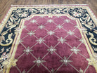 Vintage Aubusson Rug 6x9, Hibiscus Red Black & Gold Wool Hand-Knotted Carpet, 6 x 9 Small Elegant Dinning Room Area Rug, New Zealand Wool - Jewel Rugs