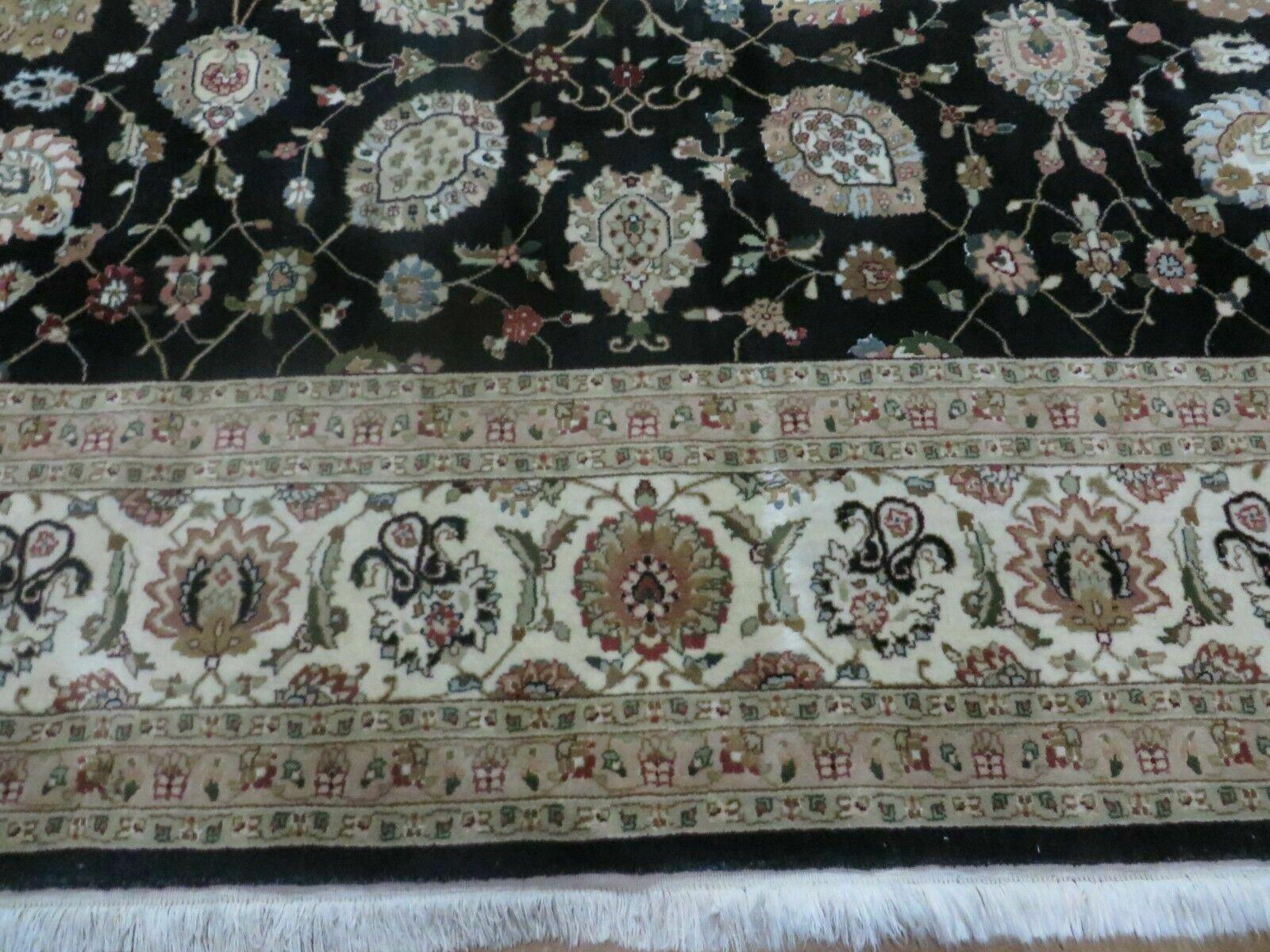 9' X 12' Vintage Handmade Chinese Allover Oriental Wool Silk Rug Nice Black - Jewel Rugs