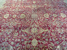 10' X 13.5' Handmade India Agra Larastan Wool Rug Floral Hand Knotted Red Beauty - Jewel Rugs