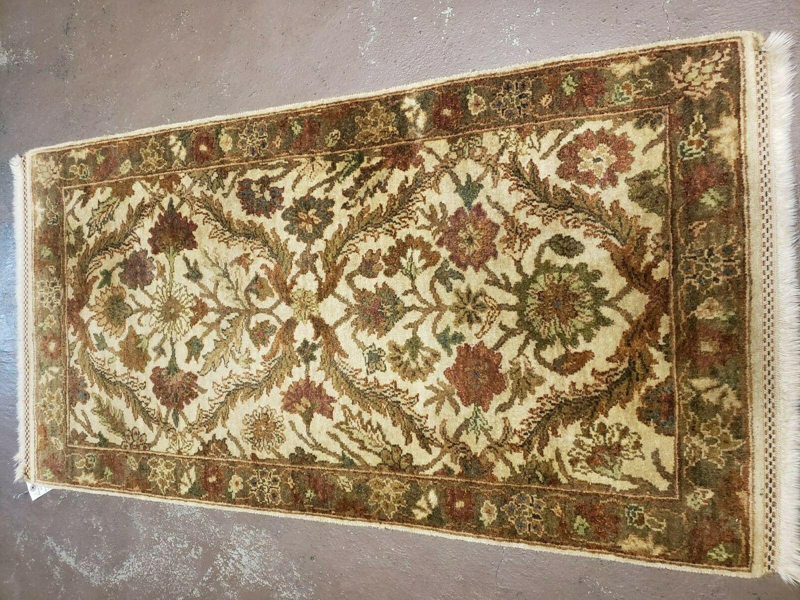 2' 3" X 4' 3" Vintage Handmade India Mahal Wool Rug Veg Dyes Tea Wash Nice - Jewel Rugs