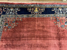 Large Persian Sarouk Rug 10x17, Open Field, Red and Navy Blue, Palace Sized Oversized Hand Knotted Wool Oriental Carpet Flowers Vases Antique 1920s - Jewel Rugs