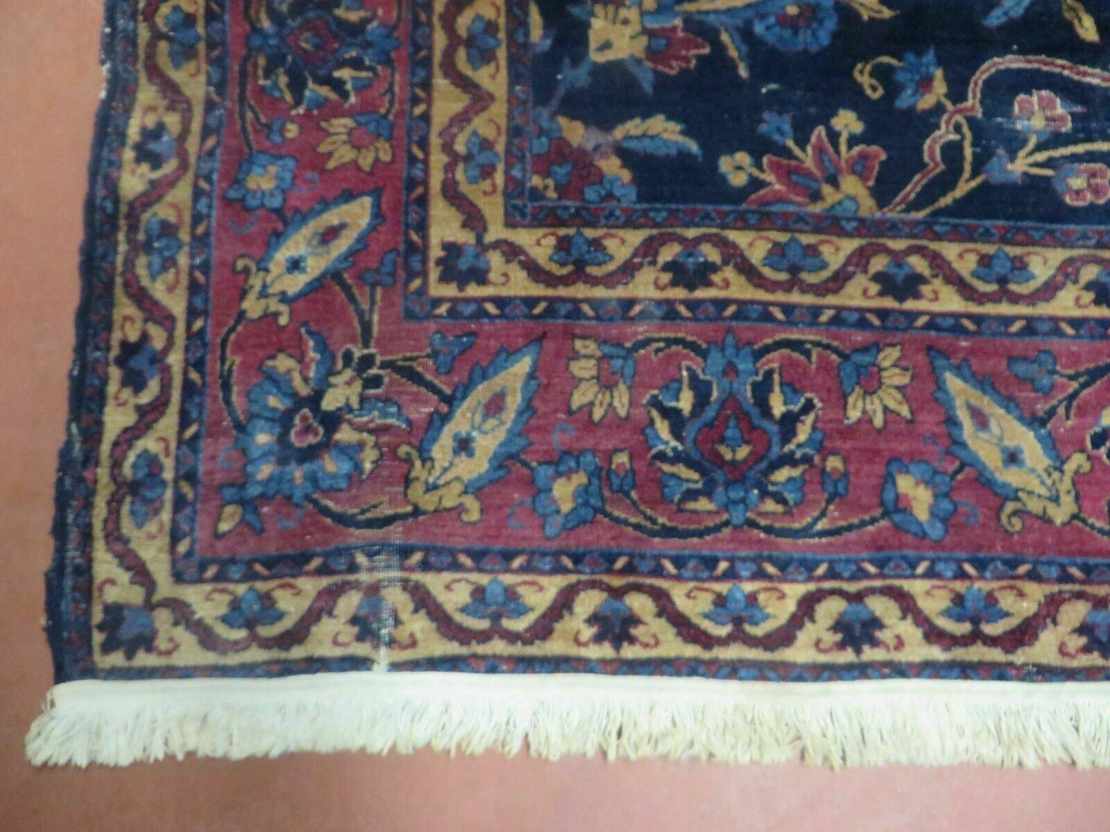 7' X 8' Antique Turkish Osiem Wool Rug Hand Knotted Navy Blue Nice - Jewel Rugs