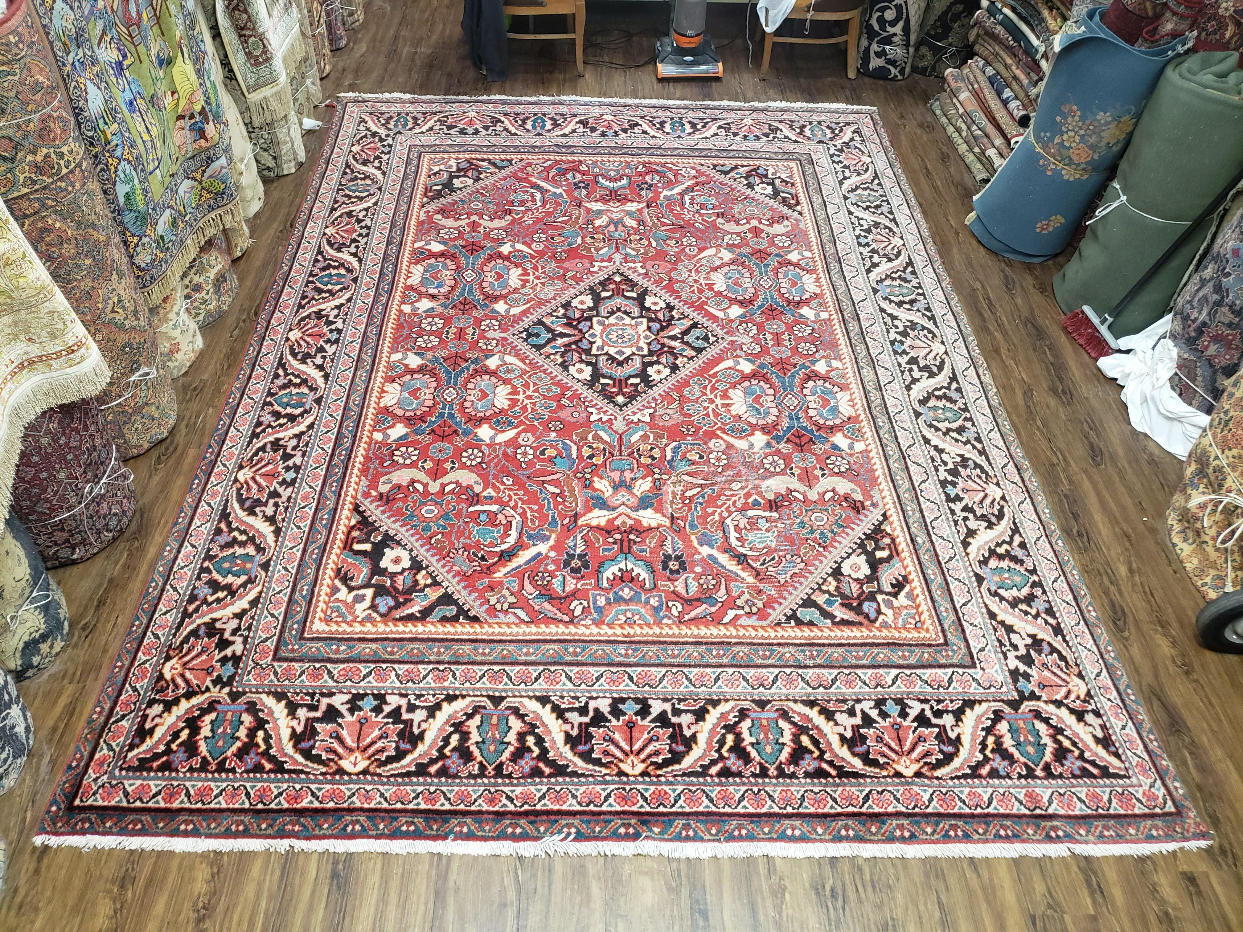 9' X 12' Antique Handmade Oriental Floral Wool Area Rug Organic Red Nice - Jewel Rugs