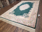 Karastan Green Kirman Medallion #753 Area Rug 5.9x9, Original Vintage Karastan, Discontinued Karastan Carpet, 6 x 9 Wool Karastan Rug - Jewel Rugs