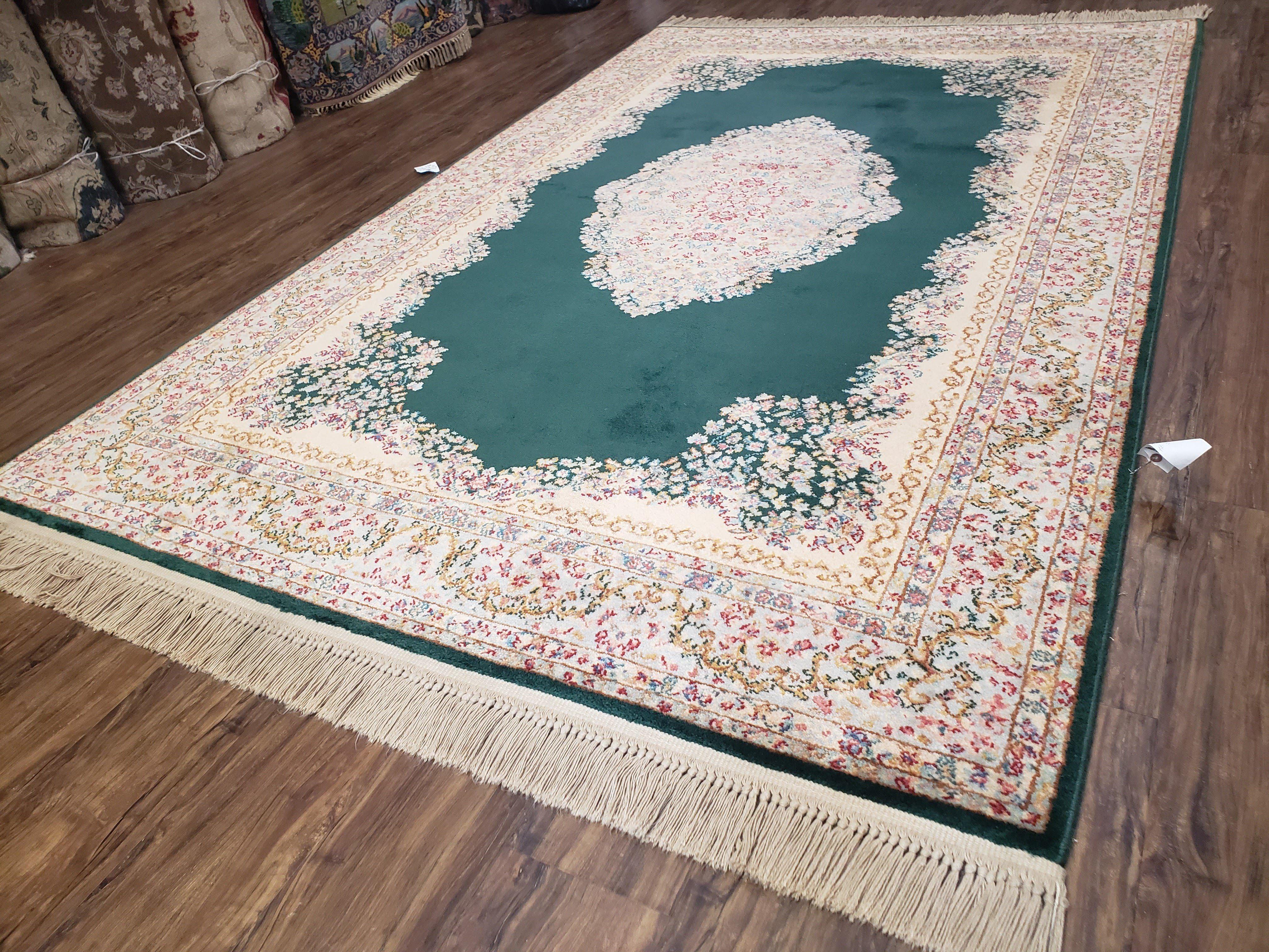 Karastan Green Kirman Medallion #753 Area Rug 5.9x9, Original Vintage Karastan, Discontinued Karastan Carpet, 6 x 9 Wool Karastan Rug - Jewel Rugs