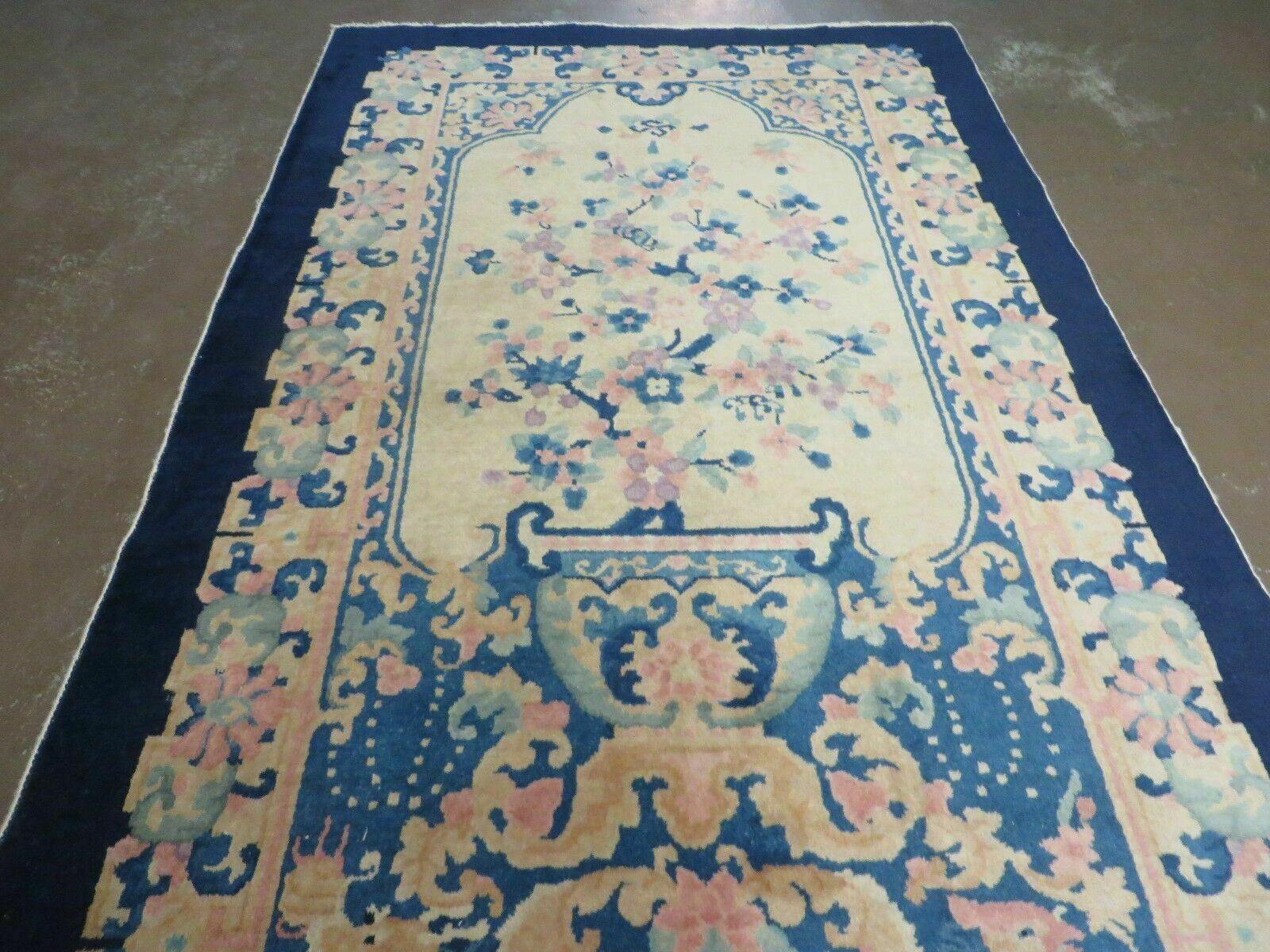 4' X 7' Antique Handmade Chinese Fette Peking Art Deco Wool Rug Butterfly Dragon - Jewel Rugs