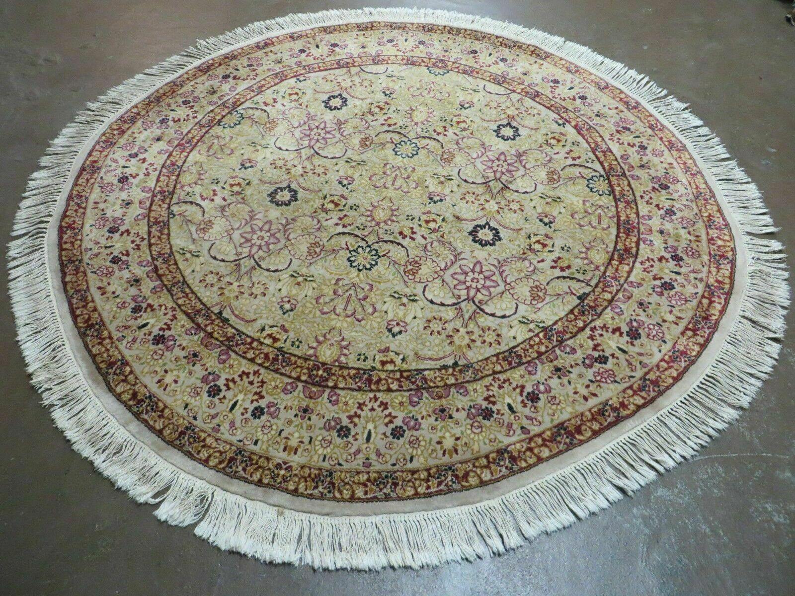 6' Handmade Fine Indian Wool Rug Carpet Round Silk Accent Beauty - Jewel Rugs