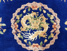 Blue Chinese Rug Vintage 6x9 Carpet, Chinese Dragon Medallion, Blue & Beige, Hand-Knotted, Soft Wool Pile, Art Deco Rug, Chinese Carving Rug - Jewel Rugs