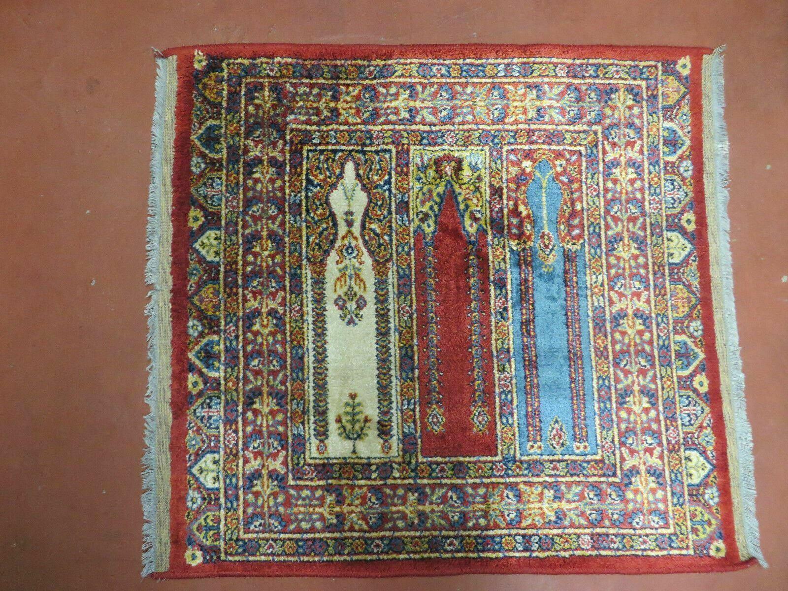 3' X 3' Vintage Machine Made Belgian Belgium Rug Mehrab Prayer Pattern LAHORE Nice - Jewel Rugs