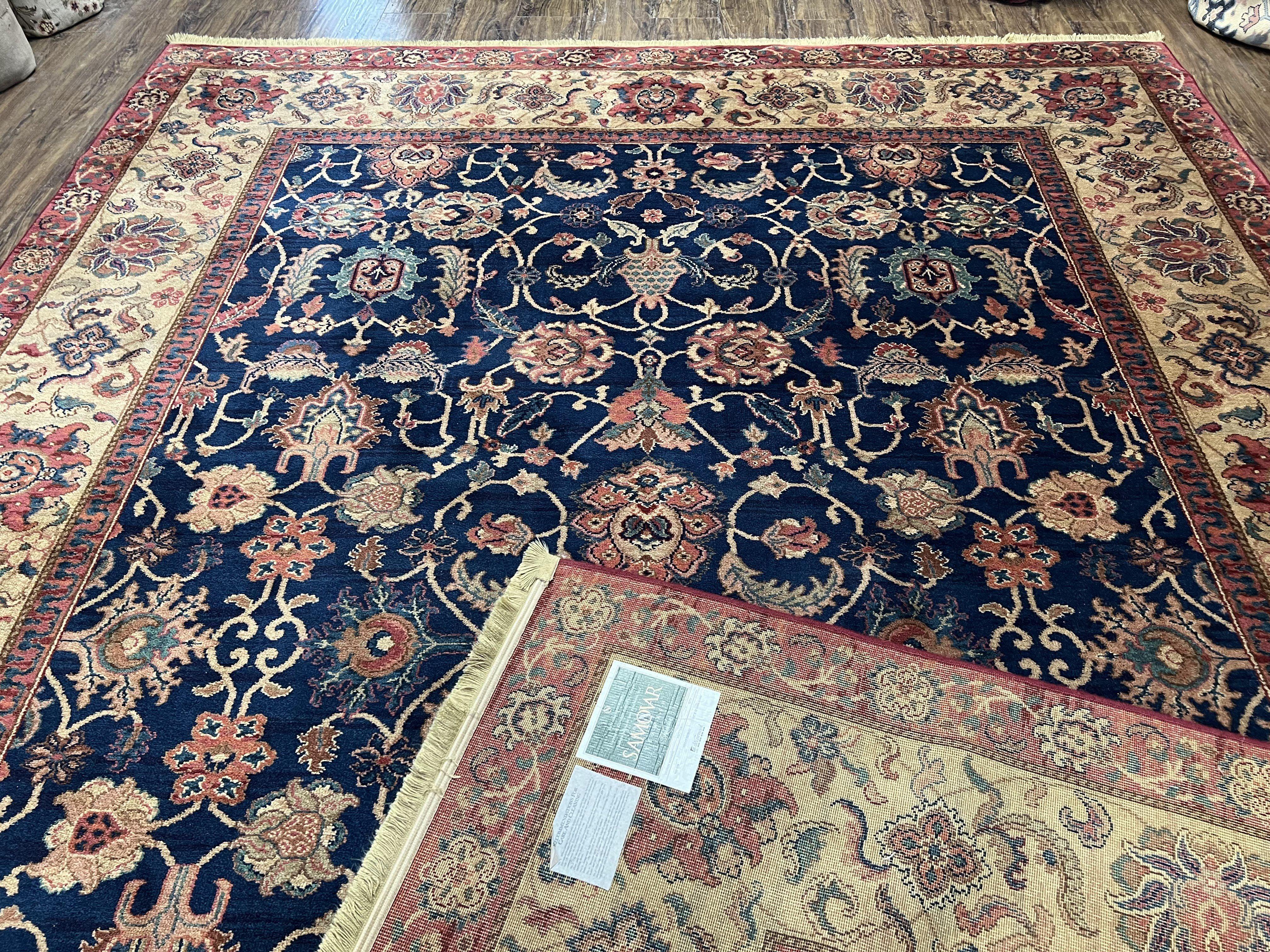 Karastan Rug 8.8 x 12 Herat Floral #900-904, Wool Karastan Carpet, Blue and Beige, Allover Herati Pattern, Samovar Teawash, Vintage Rug 9x12 - Jewel Rugs