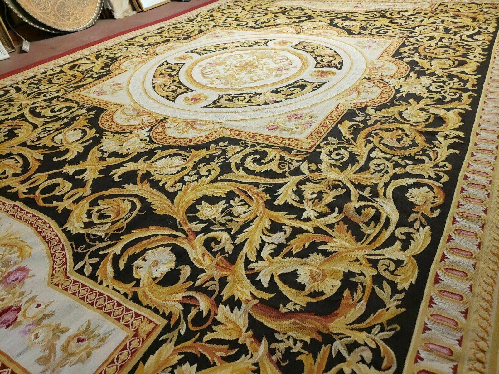 10' X 14' Handmade Flat Pile Wool Rug French Aubusson Weave Savonnerie Beauty - Jewel Rugs