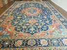 11' X 18' Antique Handmade Turkish Wool Rug Phoenix Bird Animal Pictorial Nice Blue and Red Fine Carpet - Jewel Rugs