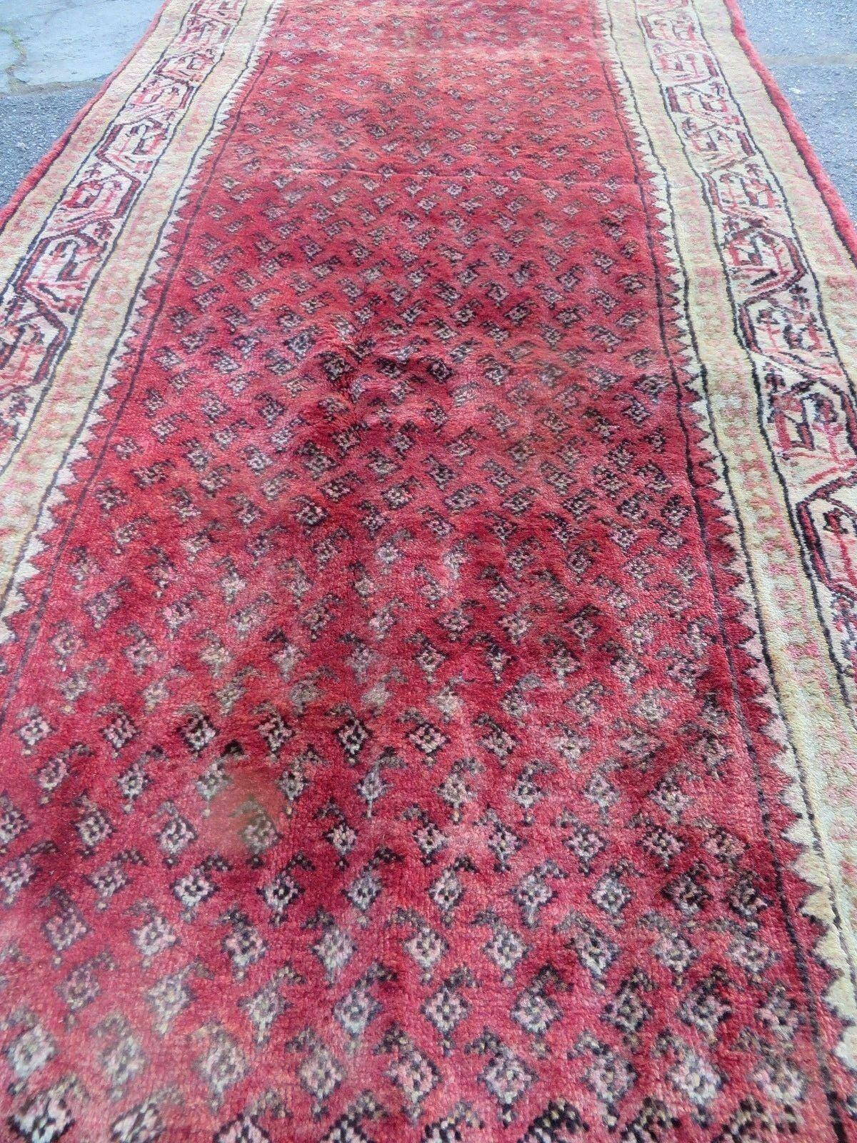 3'7"X 10' Antique Handmade India Oriental Paisley Wool Runner Rug Vegy # 31 - Jewel Rugs