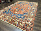 Karastan Rug 8' 2" x 11' 9", Karastan Williamsburg Rug Pattern #553 Turkish Church, Salmon Blue Golden Tan, Wool Karastan Carpet, Room Sized - Jewel Rugs