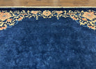 Chinese Art Deco Rug 9x12 Antique Rug 9 x 12 Nichol Rug, Peking Rug, Open Field Blue Chinese Carpet, Hand Knotted, Asian Oriental Rug Nice - Jewel Rugs