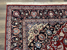 Pak Persian Rug 8x10, Vintage Pakistani Oriental Rug, Maroon Dark Blue Cream, Handmade Wool Carpet 8 x 10, Allover Floral Medallion Fine Rug - Jewel Rugs