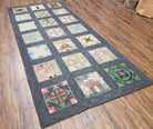 American Hooked Rug 3' 6" x 7' 9", Panel Design, Flowers, Vase, Butterfly, Bird, Handmade Hooked Carpet, Vintage Hand Hooked Runner Rug - Jewel Rugs